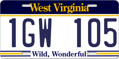 WV license plate 1GW105