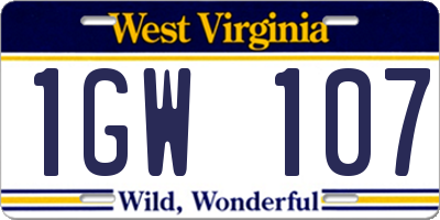 WV license plate 1GW107
