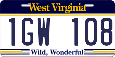 WV license plate 1GW108