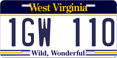 WV license plate 1GW110
