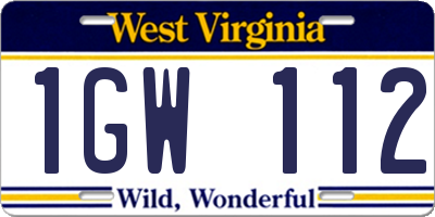 WV license plate 1GW112