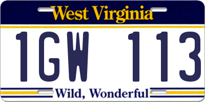 WV license plate 1GW113