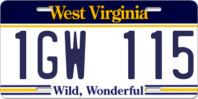 WV license plate 1GW115