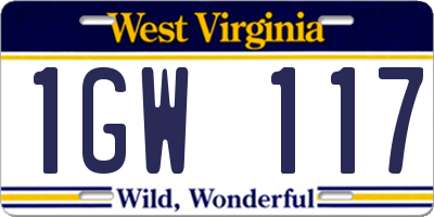WV license plate 1GW117