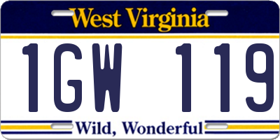 WV license plate 1GW119