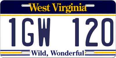 WV license plate 1GW120