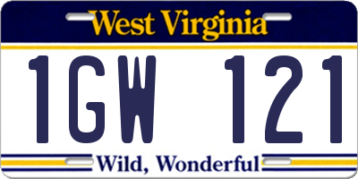 WV license plate 1GW121