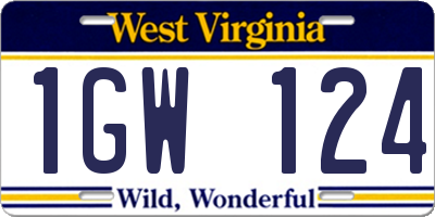 WV license plate 1GW124