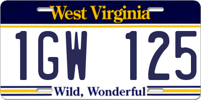 WV license plate 1GW125