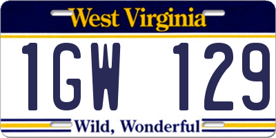 WV license plate 1GW129
