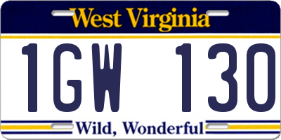 WV license plate 1GW130