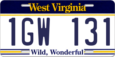 WV license plate 1GW131