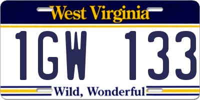 WV license plate 1GW133