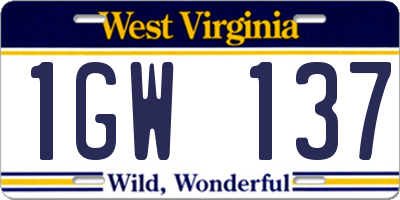 WV license plate 1GW137