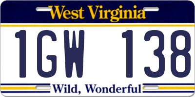 WV license plate 1GW138