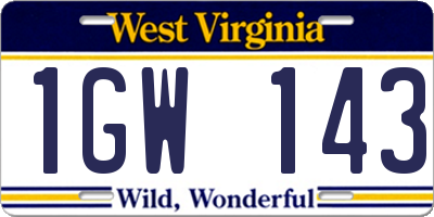WV license plate 1GW143