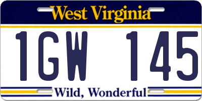 WV license plate 1GW145