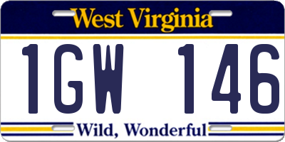 WV license plate 1GW146