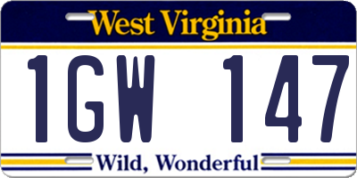 WV license plate 1GW147
