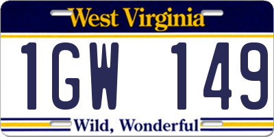WV license plate 1GW149
