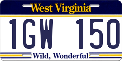 WV license plate 1GW150
