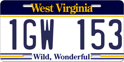 WV license plate 1GW153