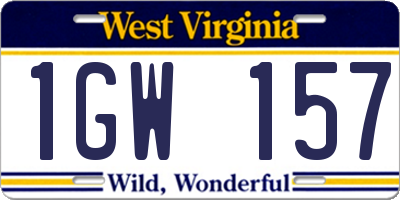 WV license plate 1GW157