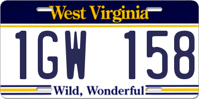 WV license plate 1GW158