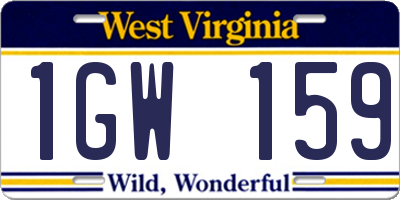 WV license plate 1GW159