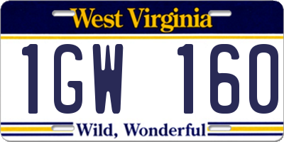 WV license plate 1GW160