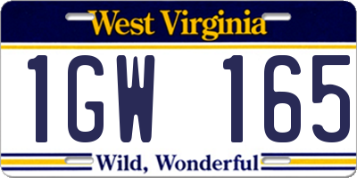 WV license plate 1GW165