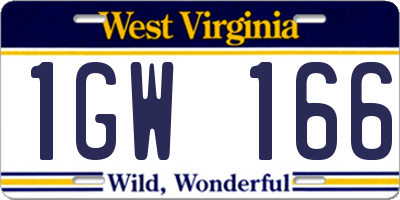 WV license plate 1GW166