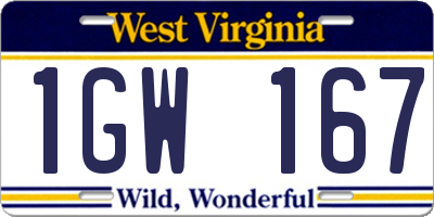 WV license plate 1GW167