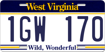 WV license plate 1GW170
