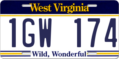 WV license plate 1GW174