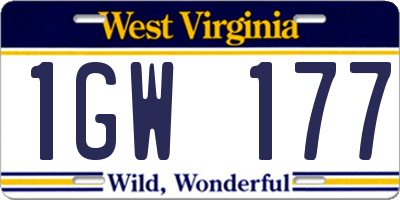 WV license plate 1GW177