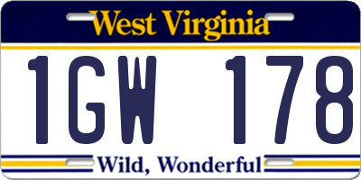 WV license plate 1GW178