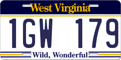 WV license plate 1GW179