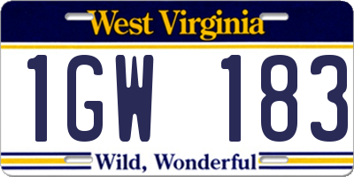 WV license plate 1GW183