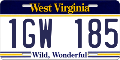 WV license plate 1GW185