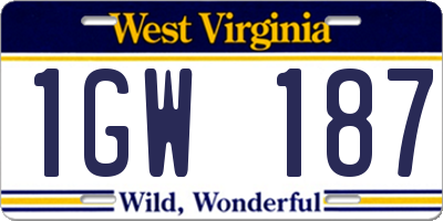WV license plate 1GW187
