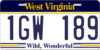 WV license plate 1GW189