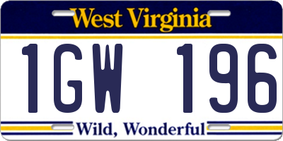 WV license plate 1GW196