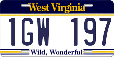 WV license plate 1GW197