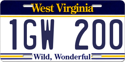 WV license plate 1GW200