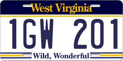 WV license plate 1GW201