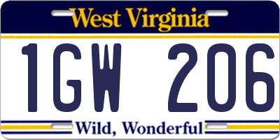 WV license plate 1GW206