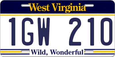 WV license plate 1GW210