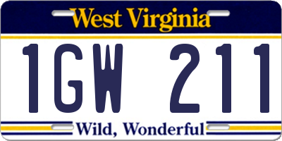 WV license plate 1GW211