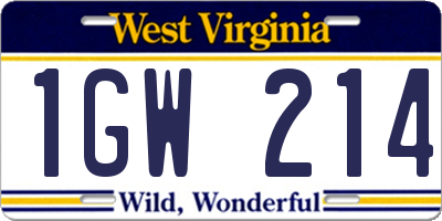 WV license plate 1GW214